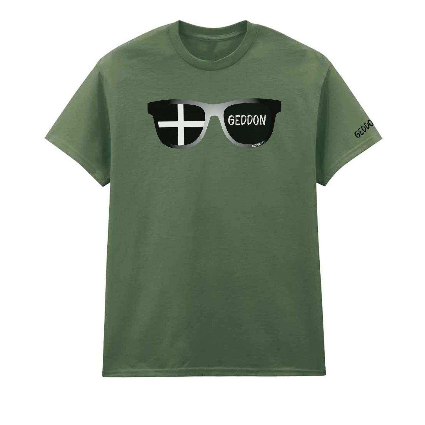 Cornish Flag Sunglasses T-Shirt – Unisex Heavy Cotton Tee Featuring St Piran’s Flag & Wasson Design