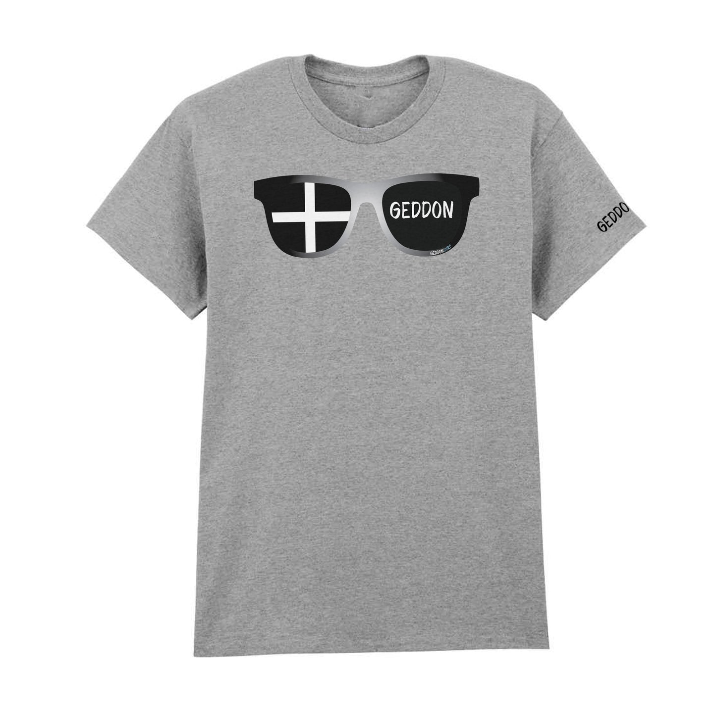 Cornish Flag Sunglasses T-Shirt – Unisex Heavy Cotton Tee Featuring St Piran’s Flag & Wasson Design