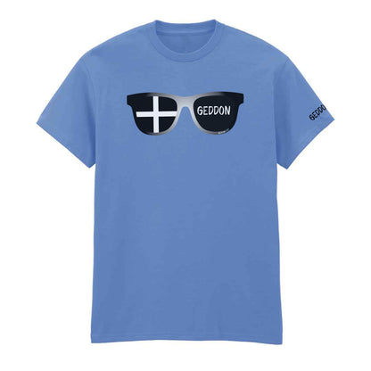 Cornish Flag Sunglasses T-Shirt – Unisex Heavy Cotton Tee Featuring St Piran’s Flag & Wasson Design