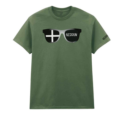 Cornish Flag Sunglasses T-Shirt – Unisex Heavy Cotton Tee Featuring St Piran’s Flag & Wasson Design