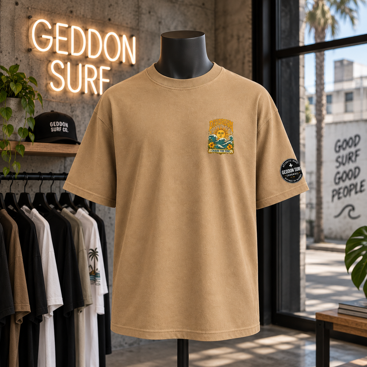 Sand Oversized Surf T-Shirt – Daydream Chase The Tide