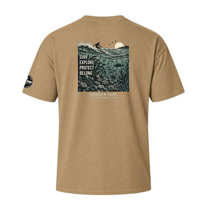 Sand Oversized Surf Graphic T-Shirt – Heavyweight Back Print Tee