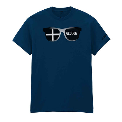 Cornish Flag Sunglasses T-Shirt – Unisex Heavy Cotton Tee Featuring St Piran’s Flag & Wasson Design
