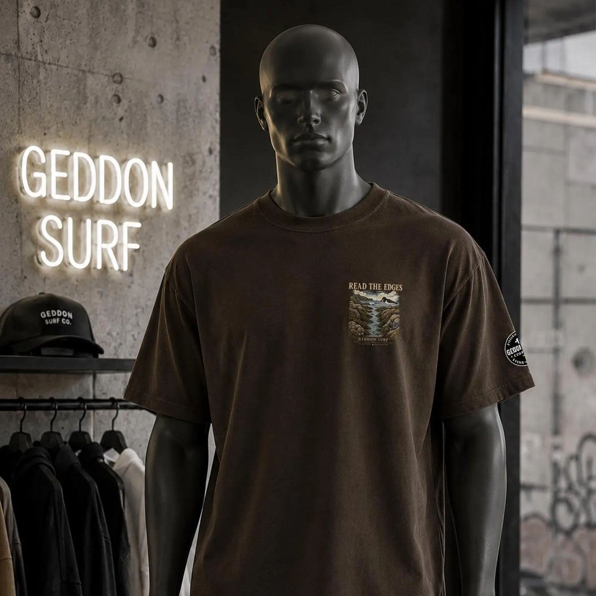 Brown Oversized Surf Graphic T-Shirt – Heavyweight Back Print Tee