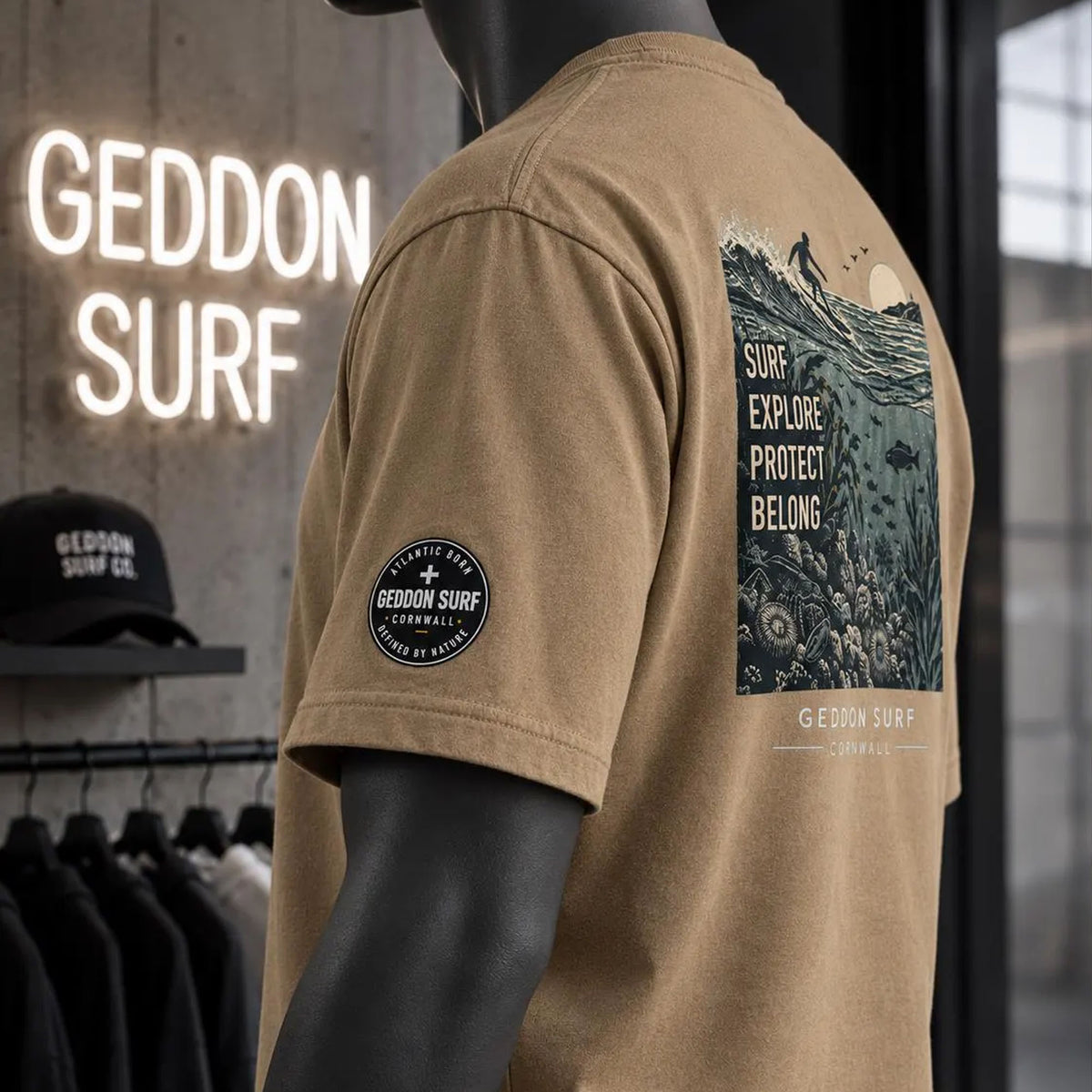 Sand Oversized Surf Graphic T-Shirt – Heavyweight Back Print Tee