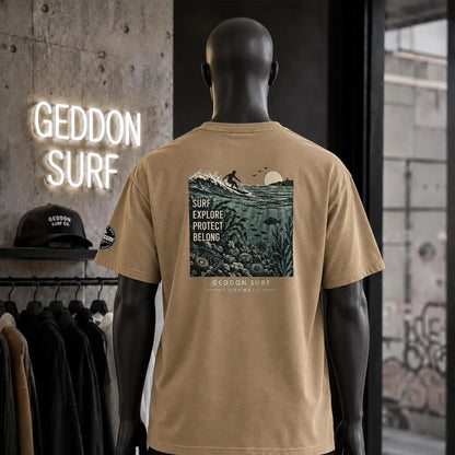 Sand Oversized Surf Graphic T-Shirt – Heavyweight Back Print Tee