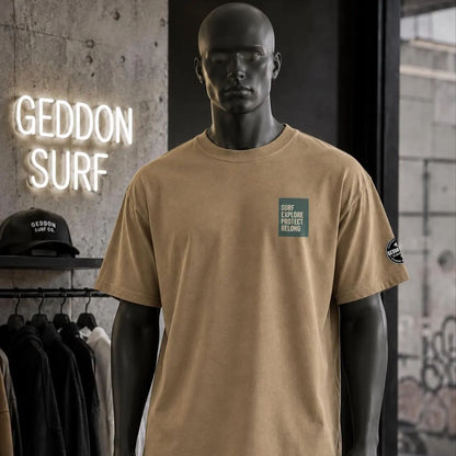 Sand Oversized Surf Graphic T-Shirt – Heavyweight Back Print Tee