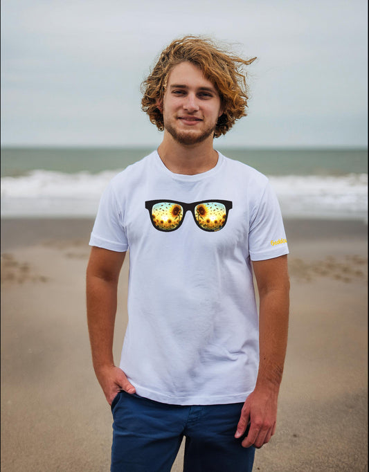 Sunflower & Bee Sunglasses Cornish T-Shirt - Sunnies & Shores Collection